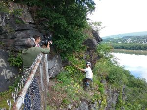 Student rappelling